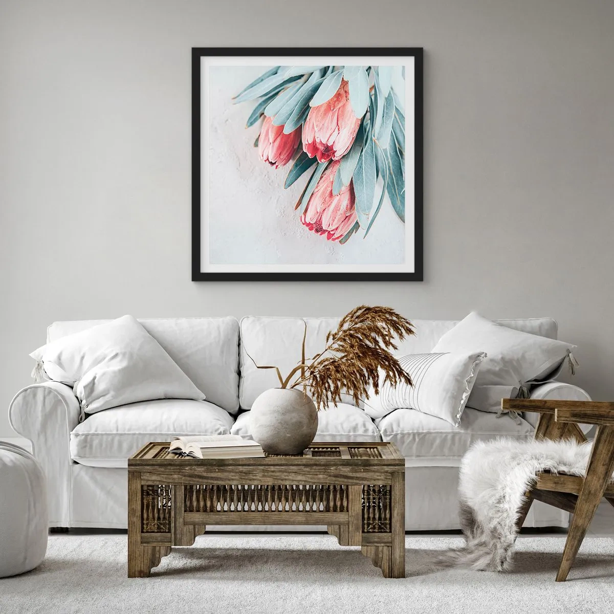 Plakat i sort ramme - Skammer sig over deres egen skønhed - 60x60 cm