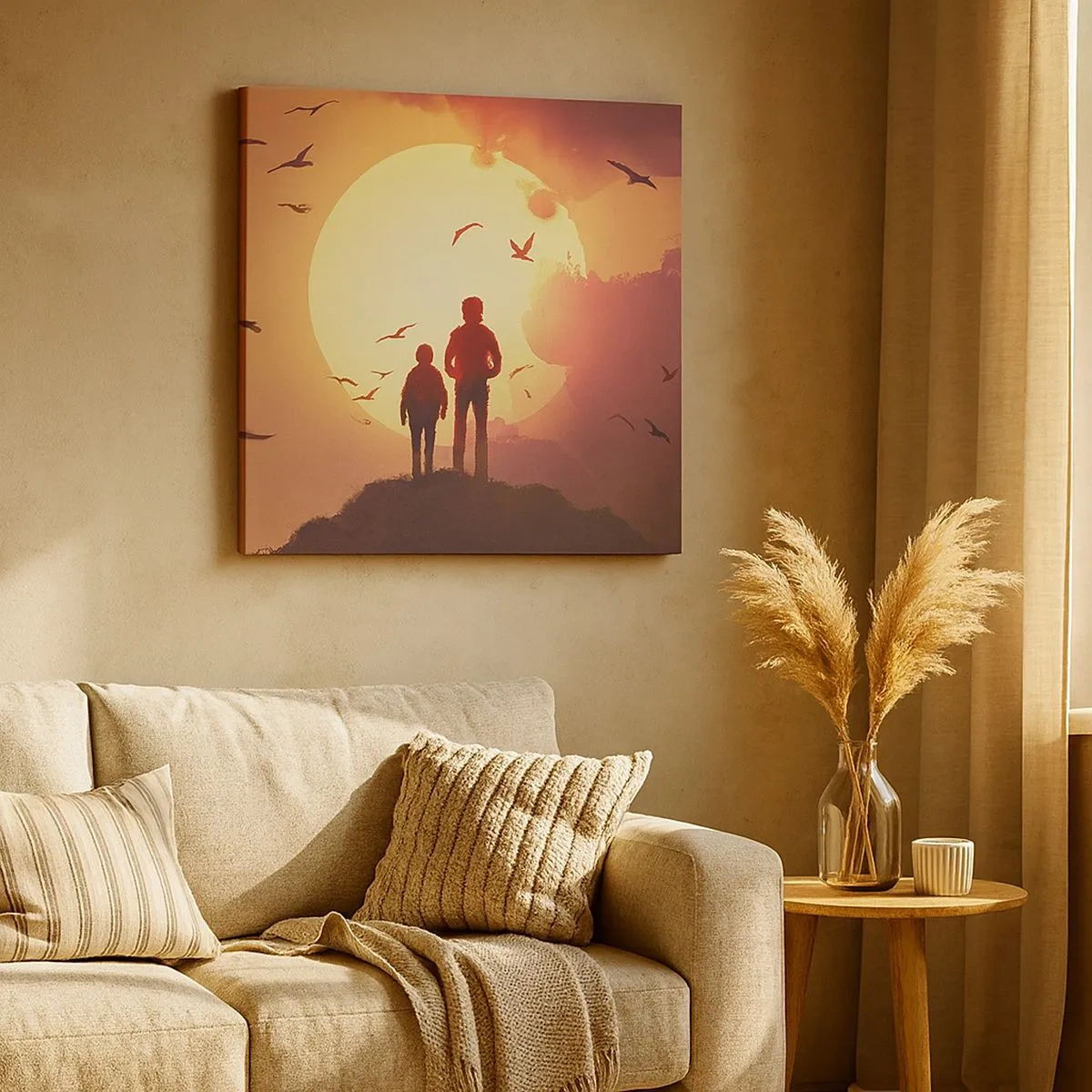 Lærredstryk - Billede på lærred - Ansigt til ansigt med solen - 30x30 cm