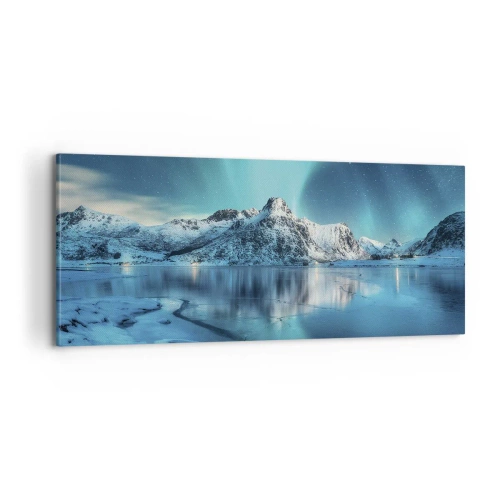 Lærredstryk - Billede på lærred - Nat med lys - 100x40 cm