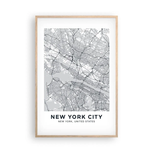 Plakat i ramme af lyst egetræ - Anatomi af en storby - 61x91 cm