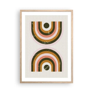 Plakat i ramme af lyst egetræ - Tvilling-abstraktion - 50x70 cm