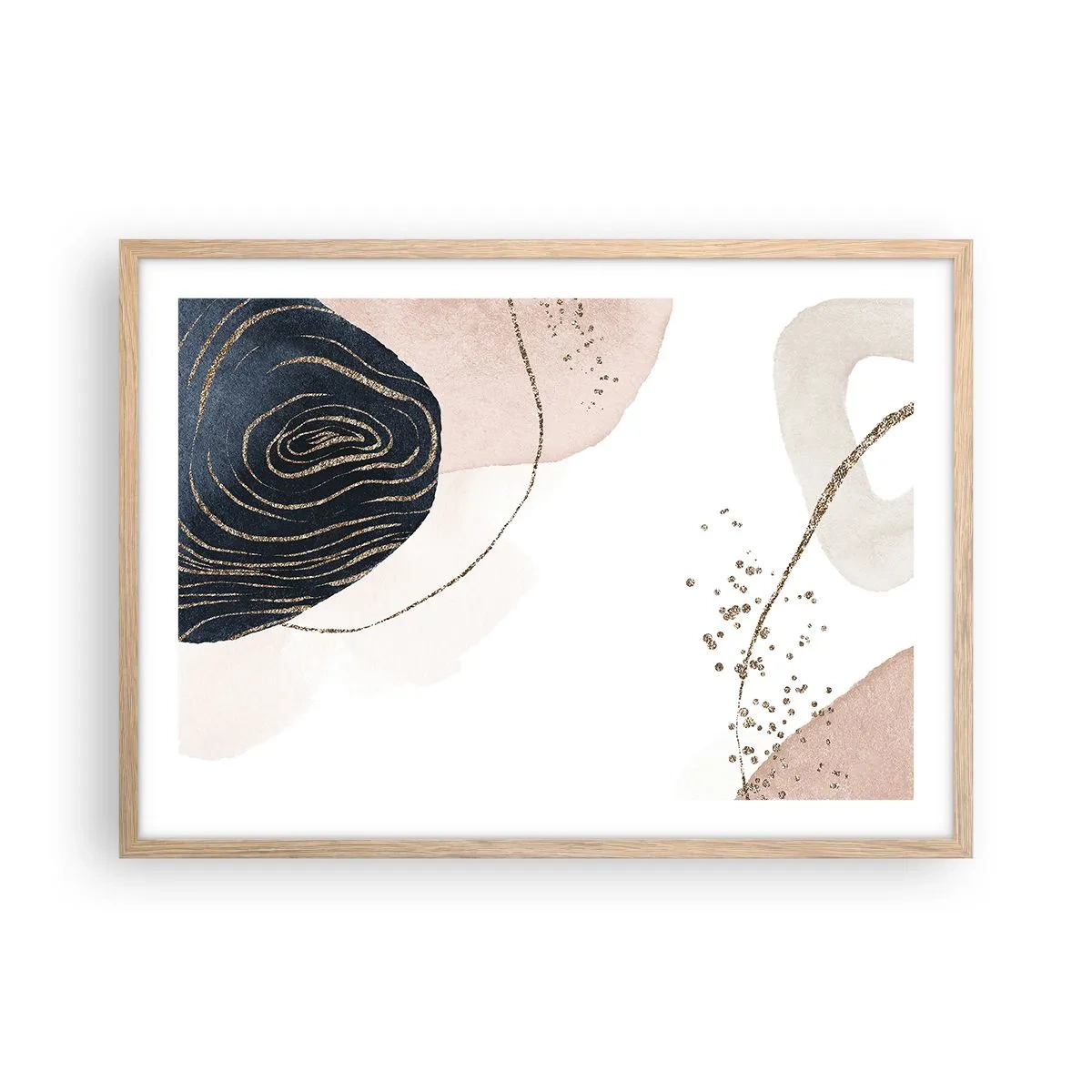 Plakat i ramme af lyst egetræ - Alt flyder - 70x50 cm