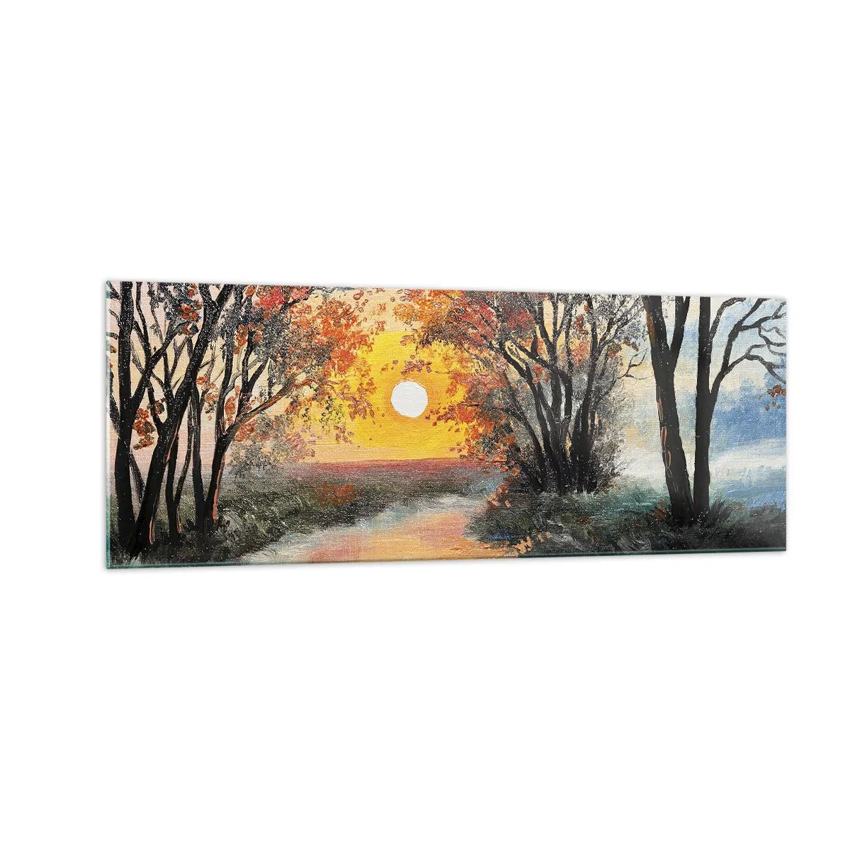 Billede på glas - Efterårs atmosfære - 140x50 cm