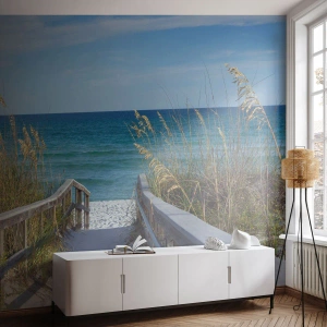 Fototapet Selvklæbende Deluxe Sticker - I solen, i vinden - Landskab, Havklit, Hav - 500x350 cm