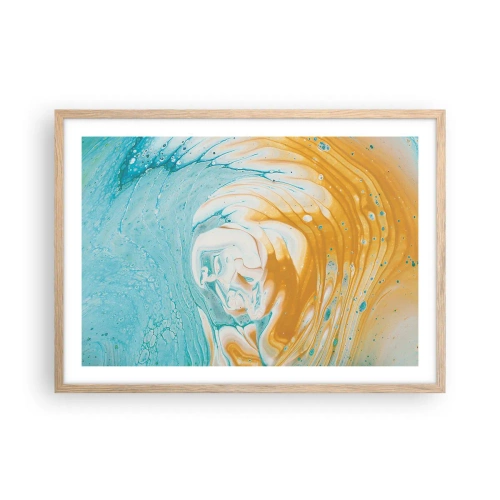 Plakat i ramme af lyst egetræ - Pastel hvirvel - 70x50 cm