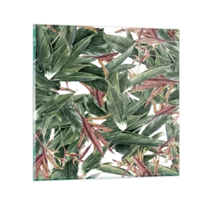 Billede på glas - Smaragd- og syrenbuskads - 70x70 cm
