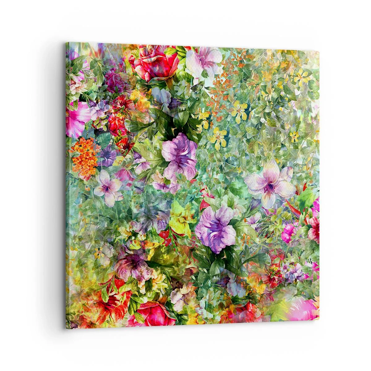 Lærredstryk - Billede på lærred - Ind i blomsterne ved fortabelse - 60x60 cm