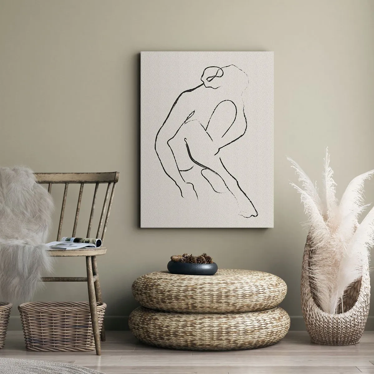 Lærredstryk - Billede på lærred - Intim skitse - 50x70 cm