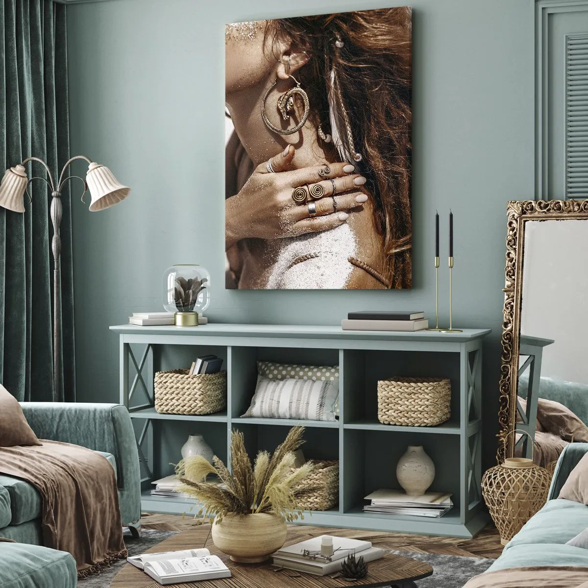 Lærredstryk - Billede på lærred - Dronning af den vilde strand - 55x100 cm