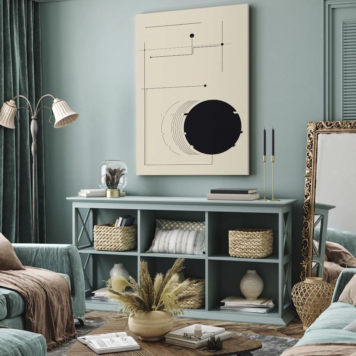 Lærredstryk - Billede på lærred - Fjedrende og dynamisk komposition - 50x70 cm