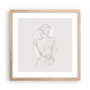 Plakat i ramme af lyst egetræ - Som et følsomt instrument - 40x40 cm