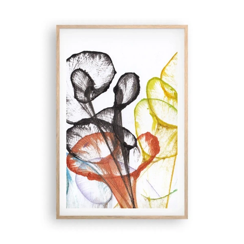Plakat i ramme af lyst egetræ - Blomster med sjæl - 61x91 cm