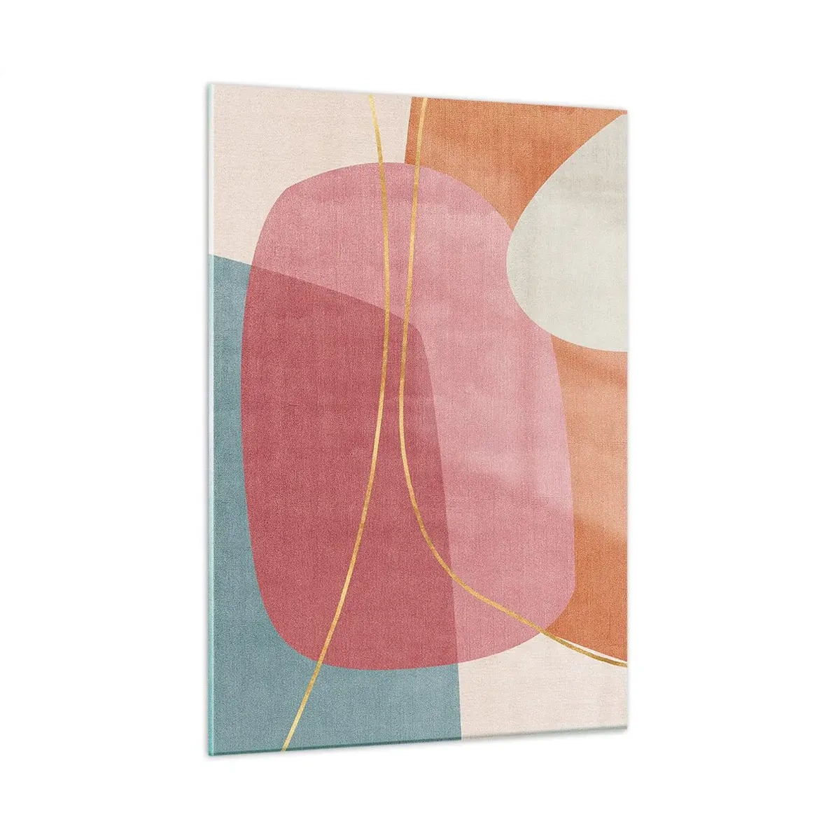 Billede på glas - Pastelkomposition med guldtråd - 50x70 cm