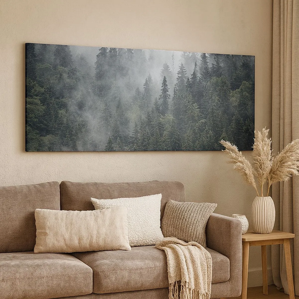 Lærredstryk - Billede på lærred - Skovens daggry - 100x40 cm