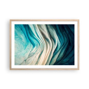 Plakat i ramme af lyst egetræ - Blå umættelighed - 70x50 cm