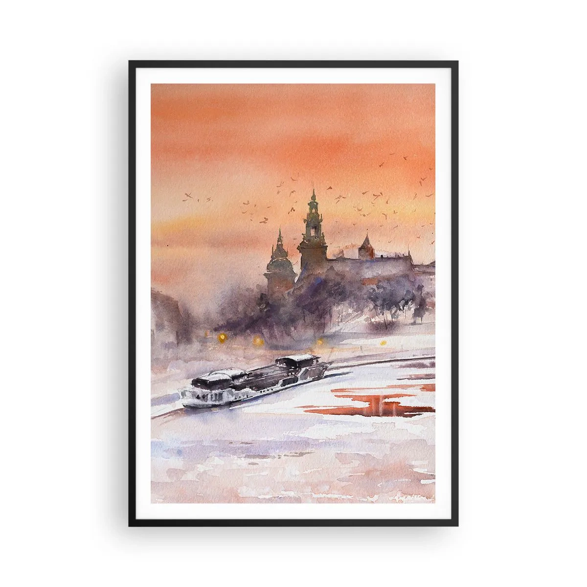 Plakat i sort ramme - Kongelig solnedgang - 70x100 cm