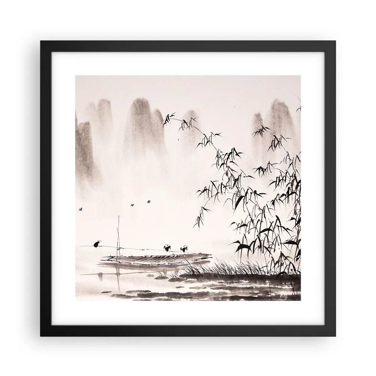 Plakat i sort ramme - Stilhed i rismarkerne - 40x40 cm
