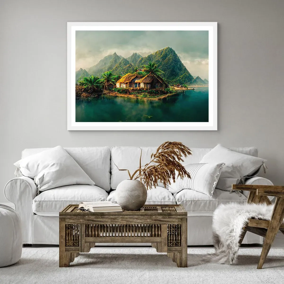 Plakat i hvid ramme - Tropisk paradis - 50x40 cm