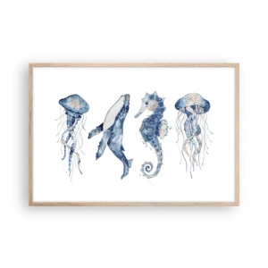 Plakat i ramme af lyst egetræ - Havets vidundere - 91x61 cm