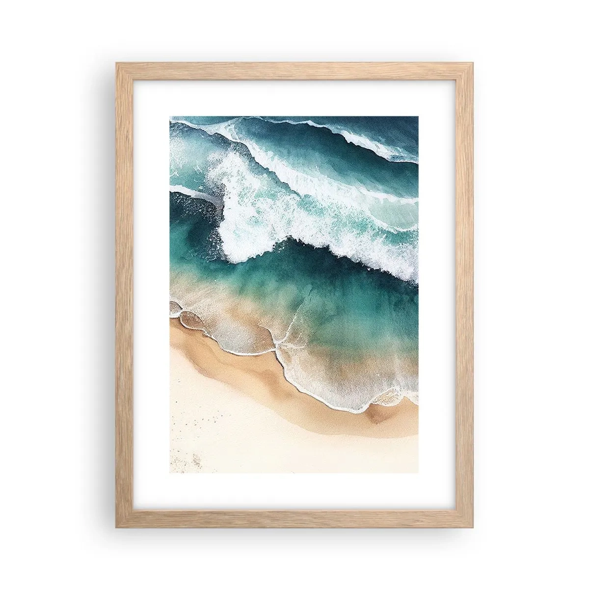 Plakat i ramme af lyst egetræ - Et evigt møde - 30x40 cm