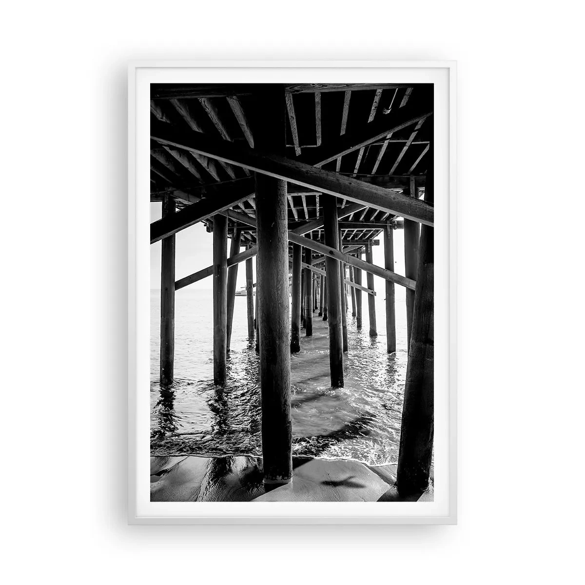 Plakat i hvid ramme - Strandskjul - 70x100 cm