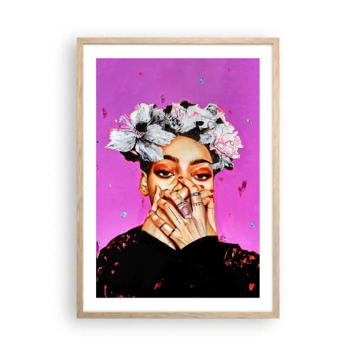 Plakat i ramme af lyst egetræ - En smule skør - 50x70 cm