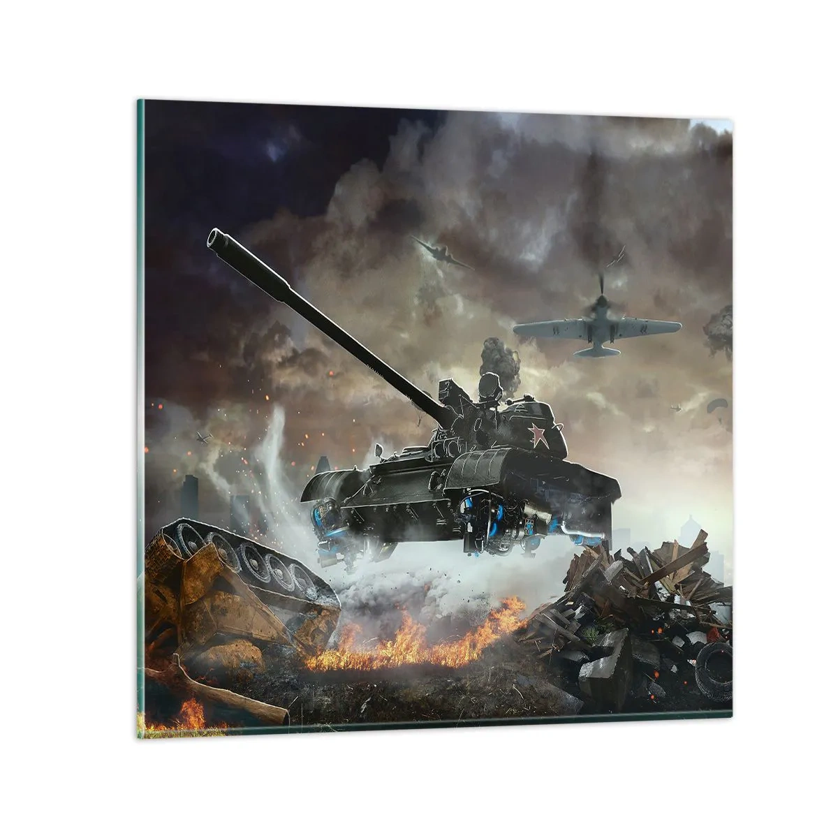 Billede på glas - Kampen er frygtelig og smuk - 40x40 cm