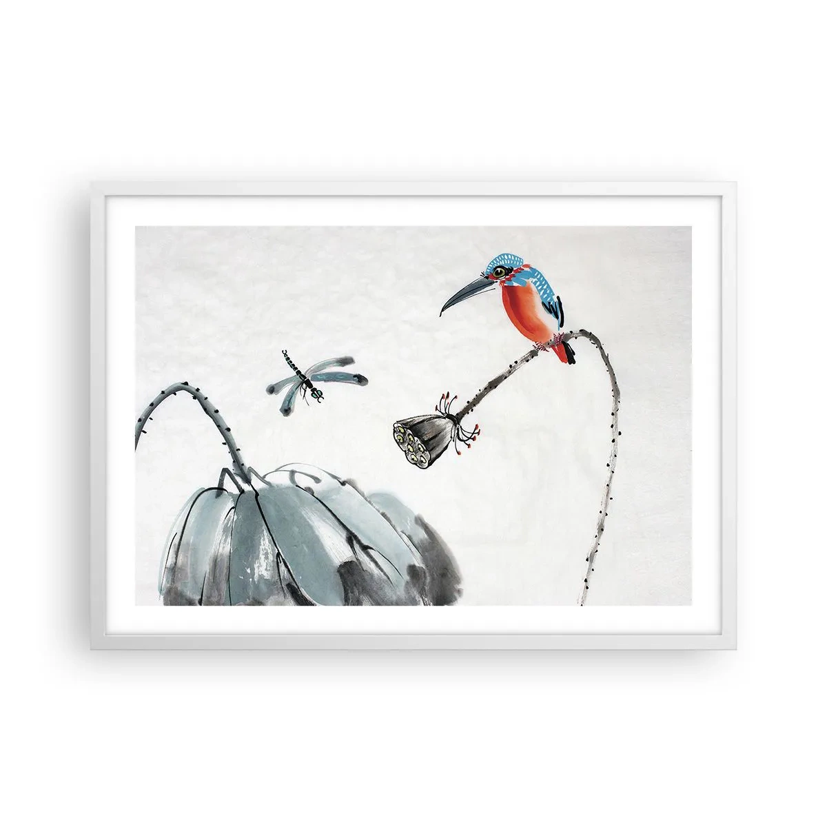 Plakat i hvid ramme - Engenes liv - 70x50 cm