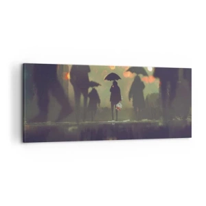 Lærredstryk - Billede på lærred - Set fra en regndråbes perspektiv - 100x40 cm