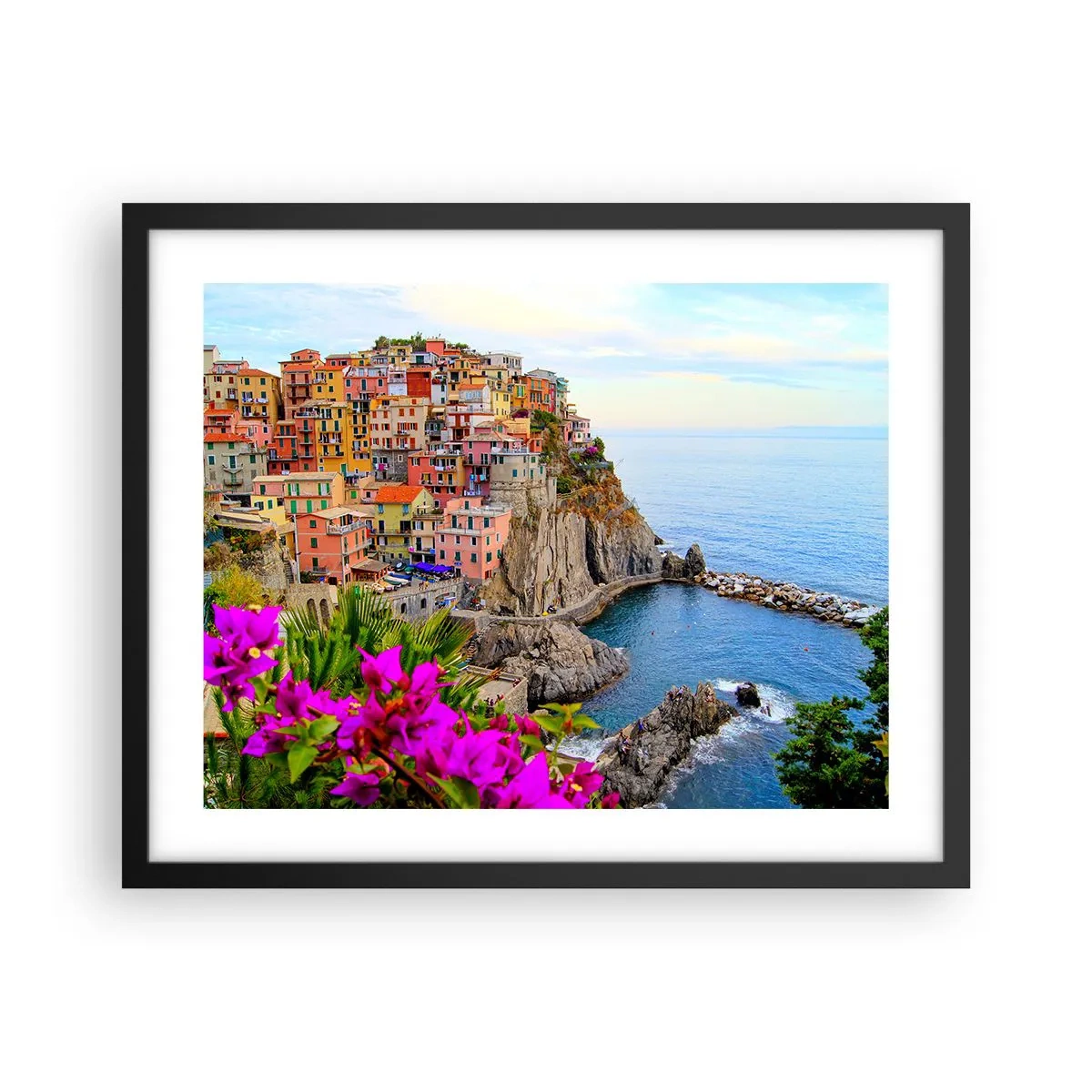Plakat i sort ramme - En grinende by - 50x40 cm