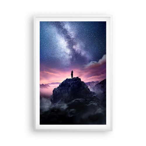 Plakat i hvid ramme - Og han følte liv - 61x91 cm