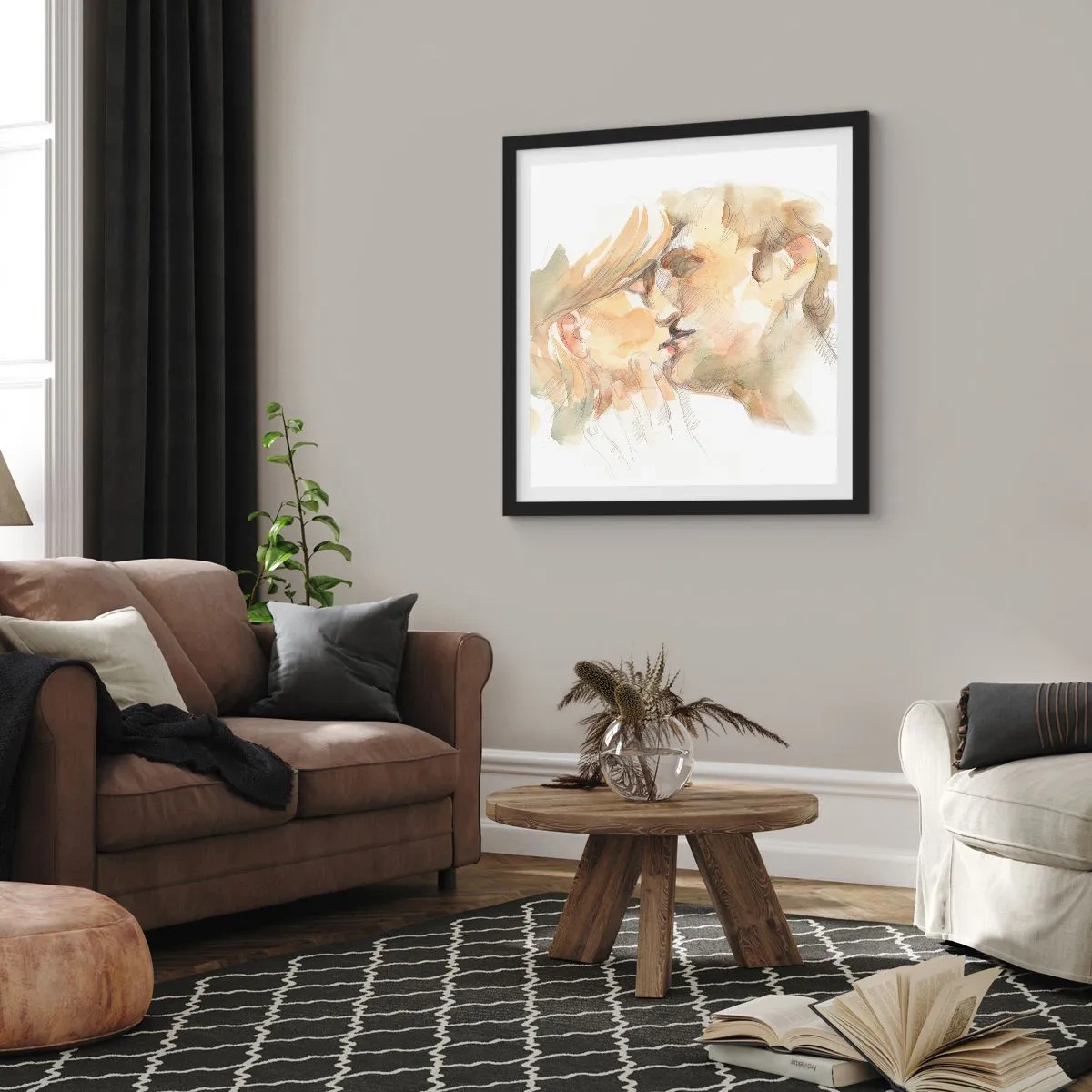 Plakat i sort ramme - Den fundne halvdel? - 30x30 cm