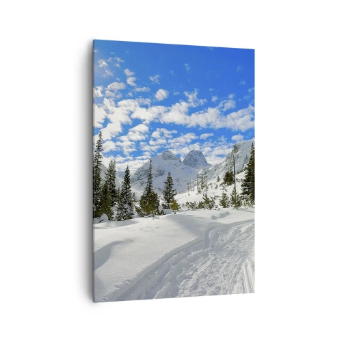 Lærredstryk - Billede på lærred - I sne og solskin - 70x100 cm