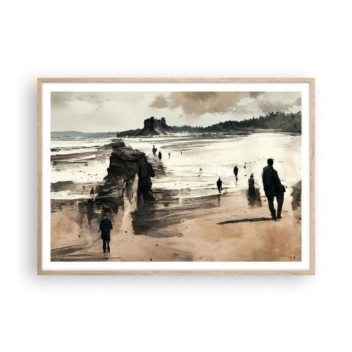 Plakat i ramme af lyst egetræ - Indkaldt - 100x70 cm