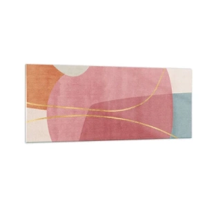 Billede på glas - Pastelkomposition med guldtråd - 100x40 cm