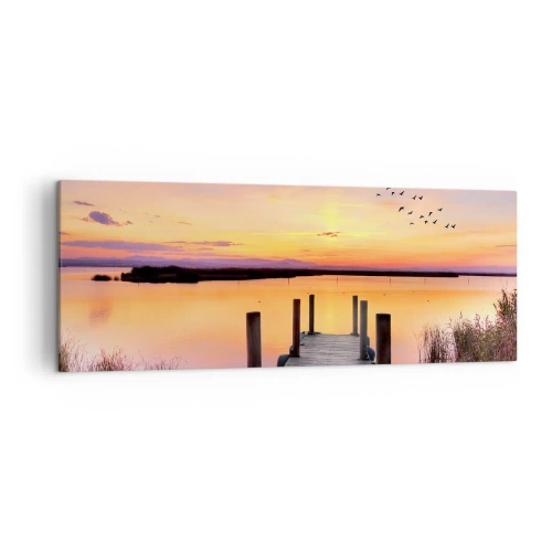 Lærredstryk - Billede på lærred - Violet stille daggry - 140x50 cm