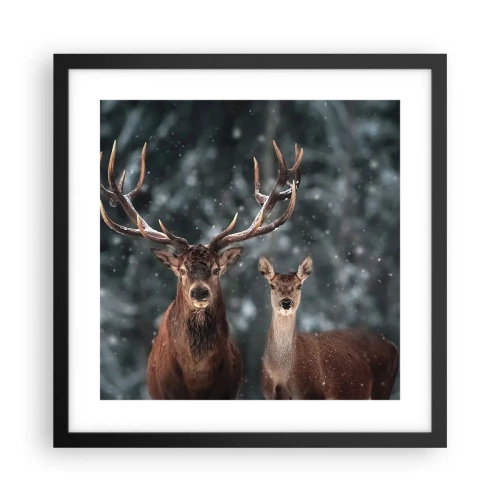 Plakat i sort ramme - Skovens herre og hans kone - 40x40 cm
