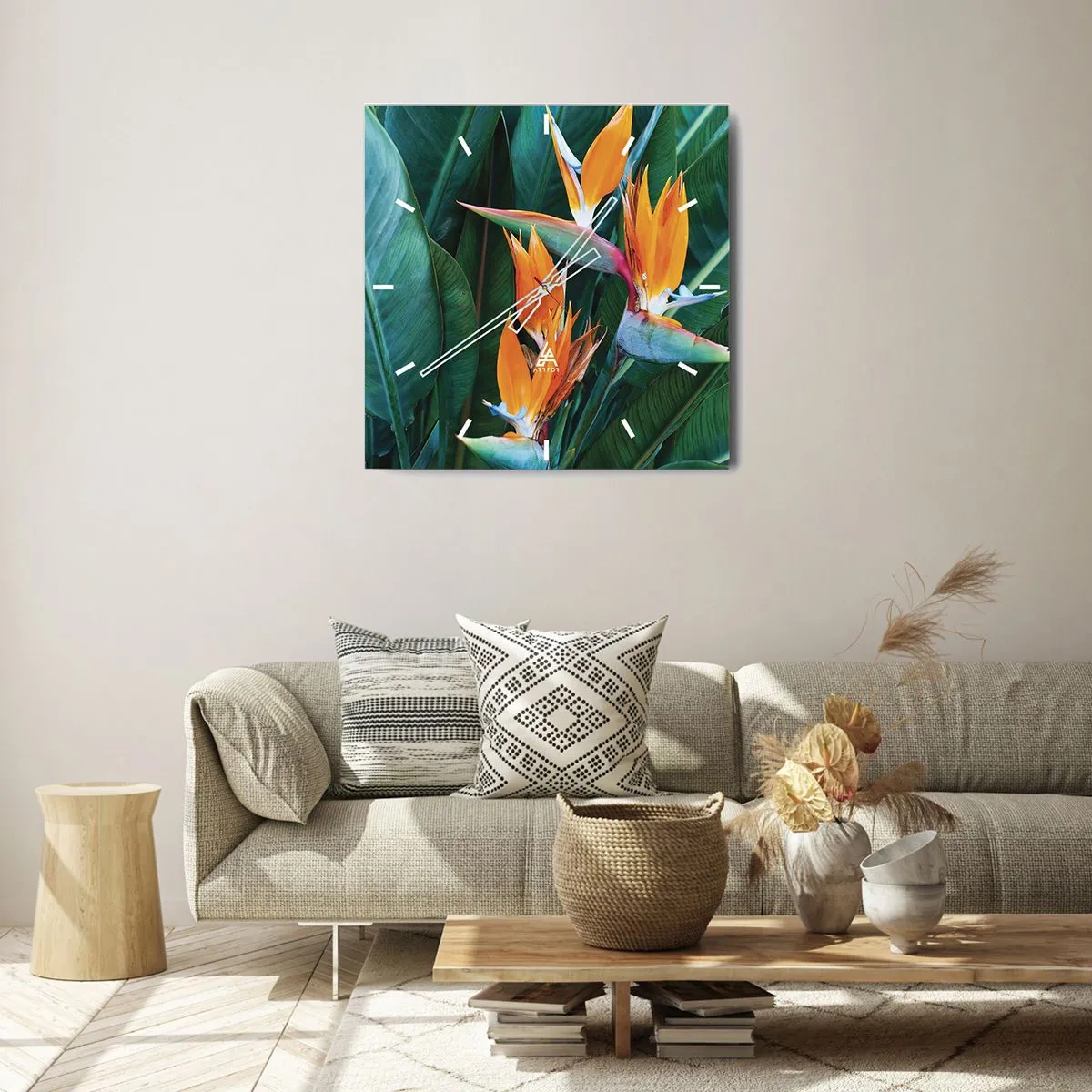 Vægur, Uret - Er det en blomst eller er det en fugl? - 30x30 cm