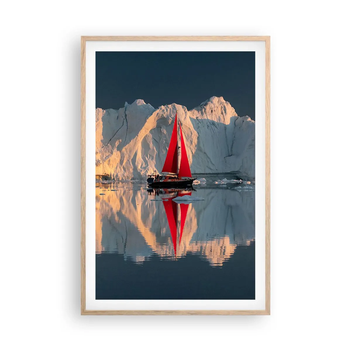 Plakat i ramme af lyst egetræ - På kanten af verden - 61x91 cm