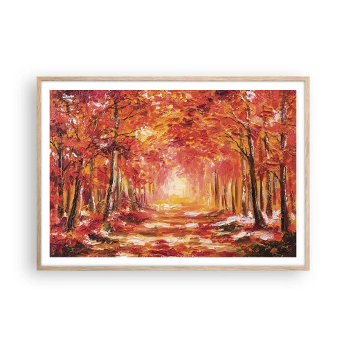 Plakat i ramme af lyst egetræ - Kobberskov - 100x70 cm