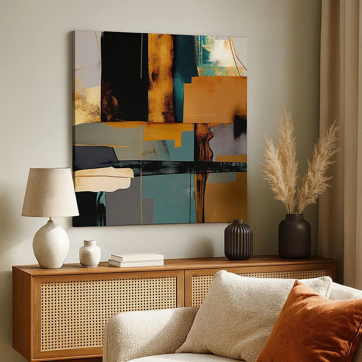 Lærredstryk - Billede på lærred - Abstraktion - lys og skygge - 30x30 cm