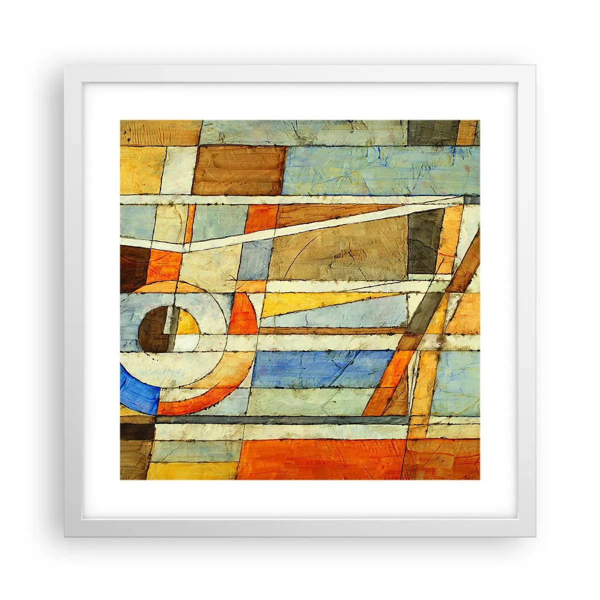 Plakat i hvid ramme - Kubisme på en byggeplads - 40x40 cm