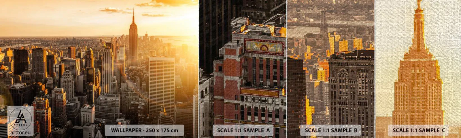 Prøve Fototapet Premium Canvas - At vokse i solen - By, New York, Arkitektur - 100x30 cm