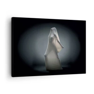 Lærredstryk - Billede på lærred - En figur i hvidt stof på en mørk baggrund - 70x50cm - Skjulte begær - Moderne vægdekoration til stue og soveværelse ARTTOR