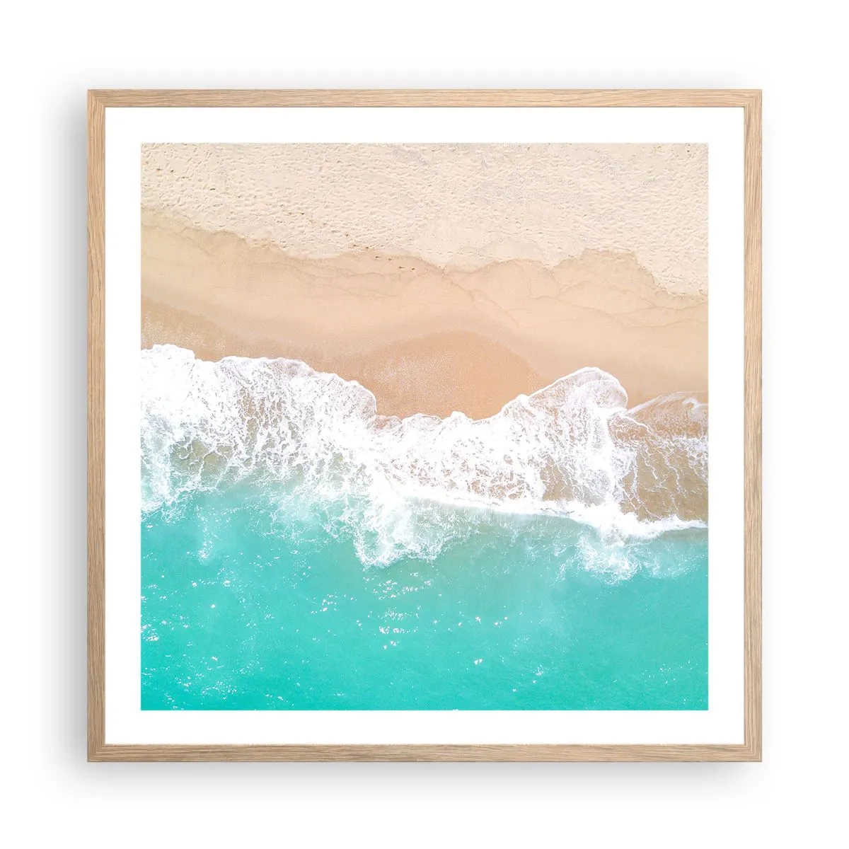 Plakat i ramme af lyst egetræ - Kærlig berøring - 60x60 cm