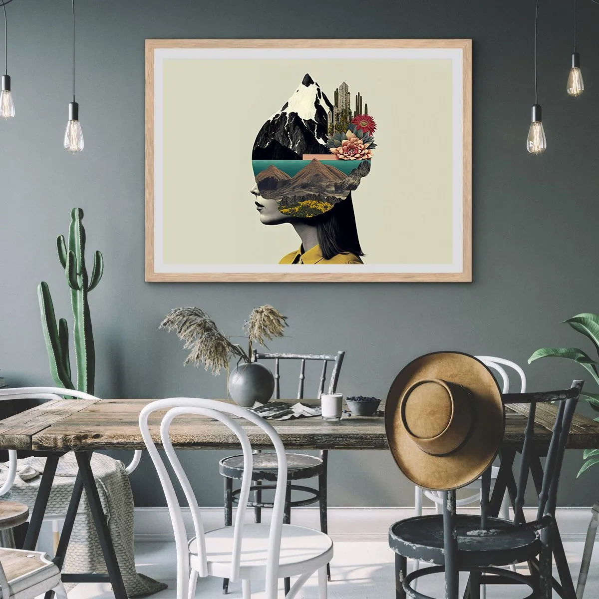 Plakat i ramme af lyst egetræ - Kvinden - altid et mysterium - 91x61 cm