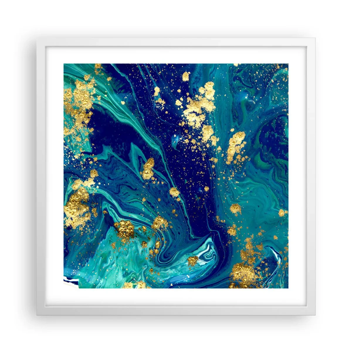 Plakat i hvid ramme - Solblade  - 50x50 cm