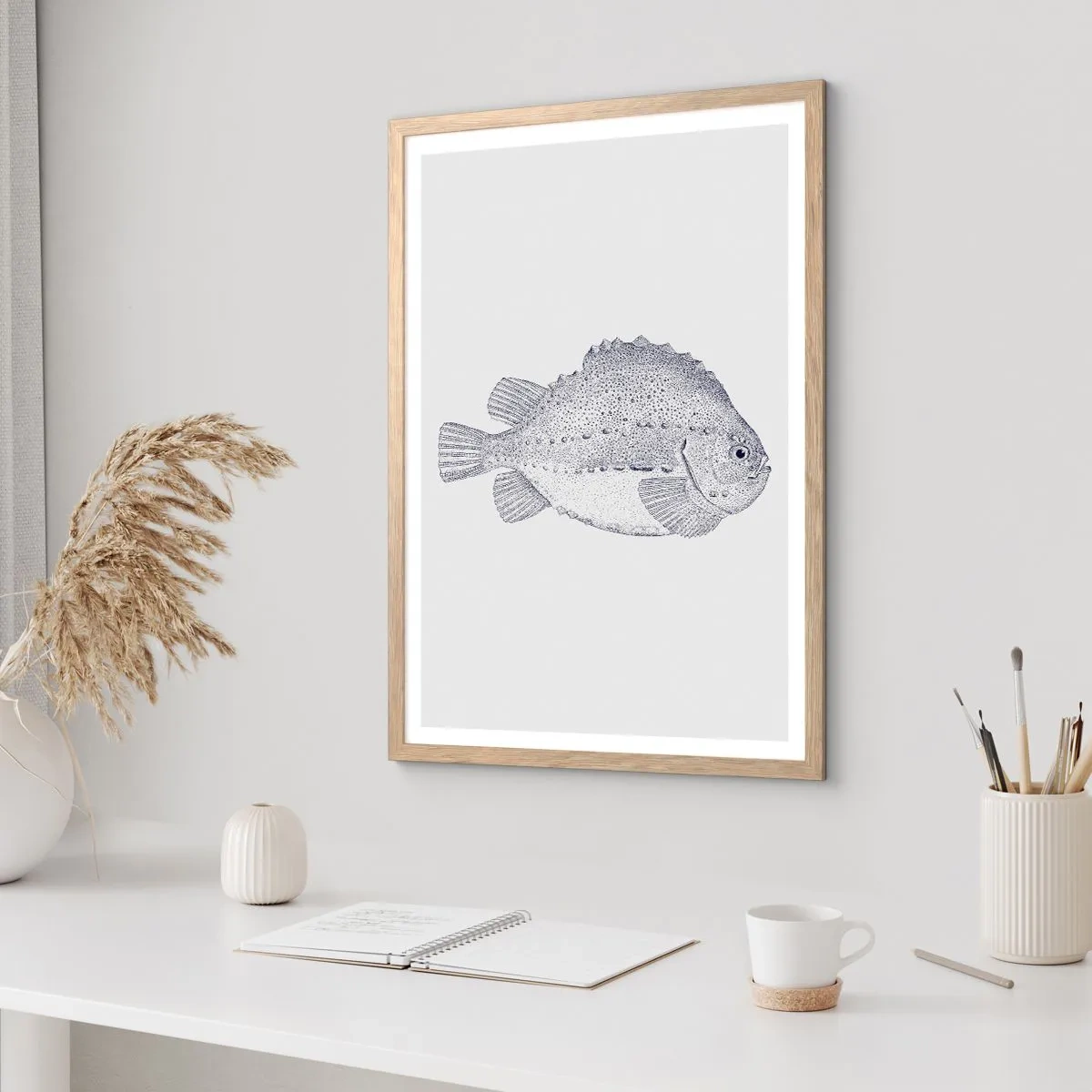 Plakat i ramme af lyst egetræ - Til naturforskerens album - 50x70 cm