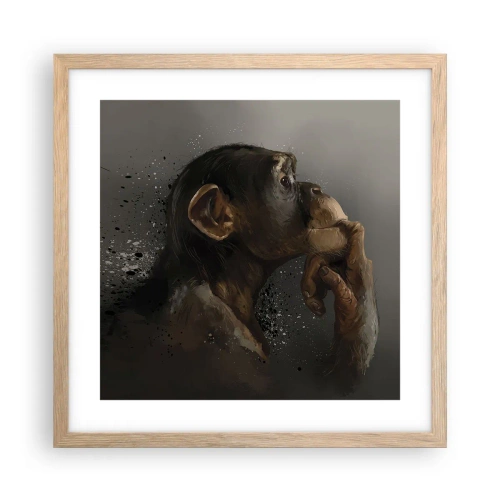 Plakat i ramme af lyst egetræ - Helt sikkert en tænker - 40x40 cm