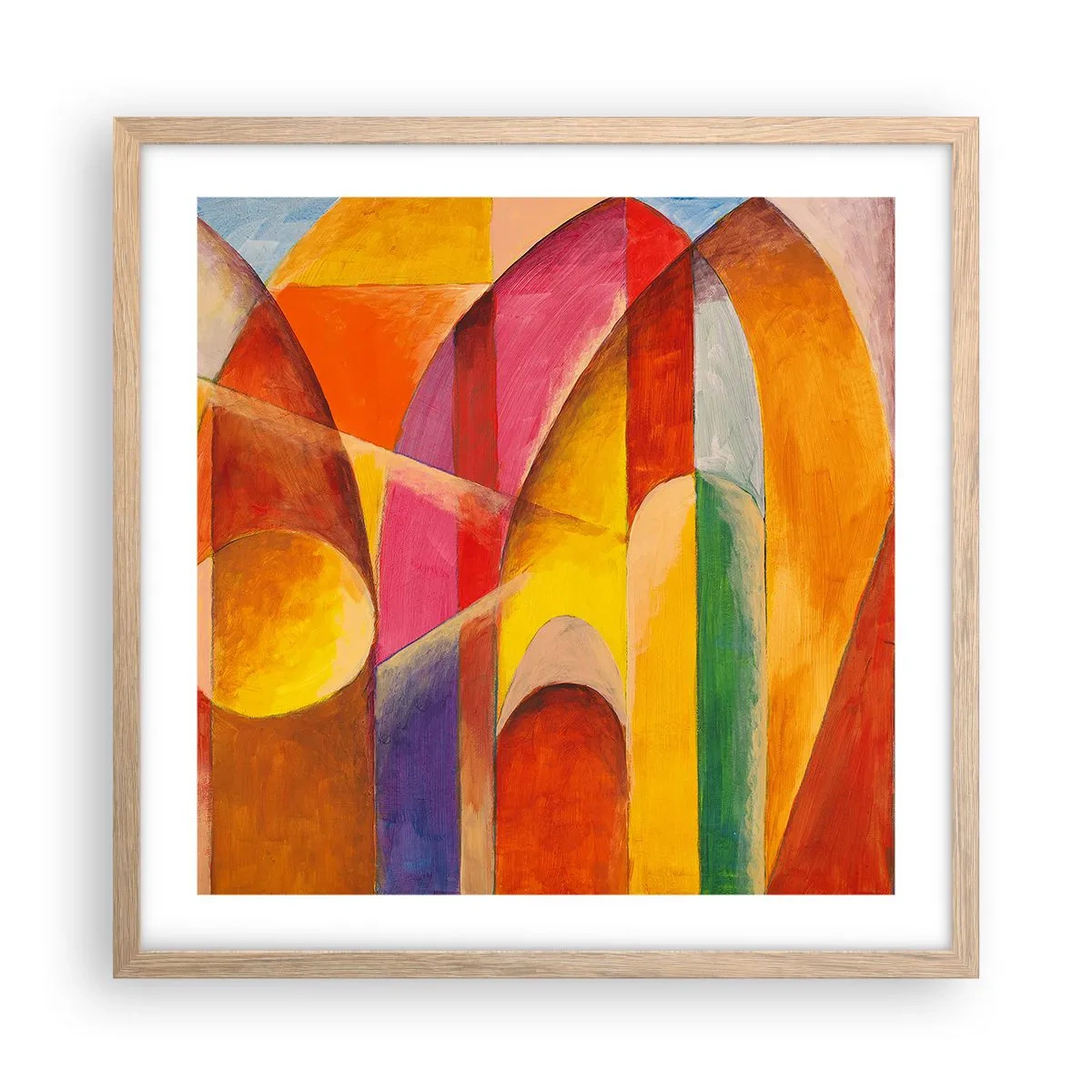 Plakat i ramme af lyst egetræ - Solens katedral - 50x50 cm